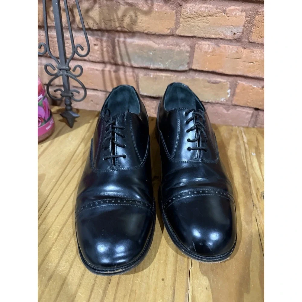 David Taylor 10.5 M Loafers‎ Black Leather Oxfords Round Toe Slip On Shoes